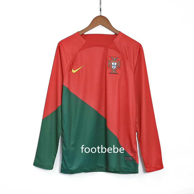 Portugal Trikot WM 2022 Heim Rot lange Ärmel