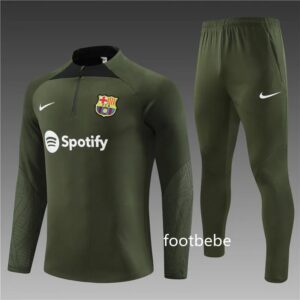 FC Barcelona Trainingsanzug 2023 2024 mit Halbem Reißverschluss Armee Grün